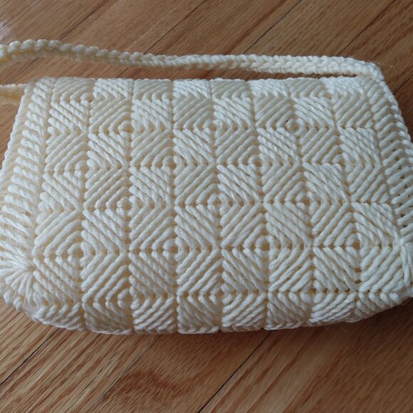 Vintage Mini Woven Yarn Purse Handmade Plastic Canvas Handbag - Picture 6 of 13